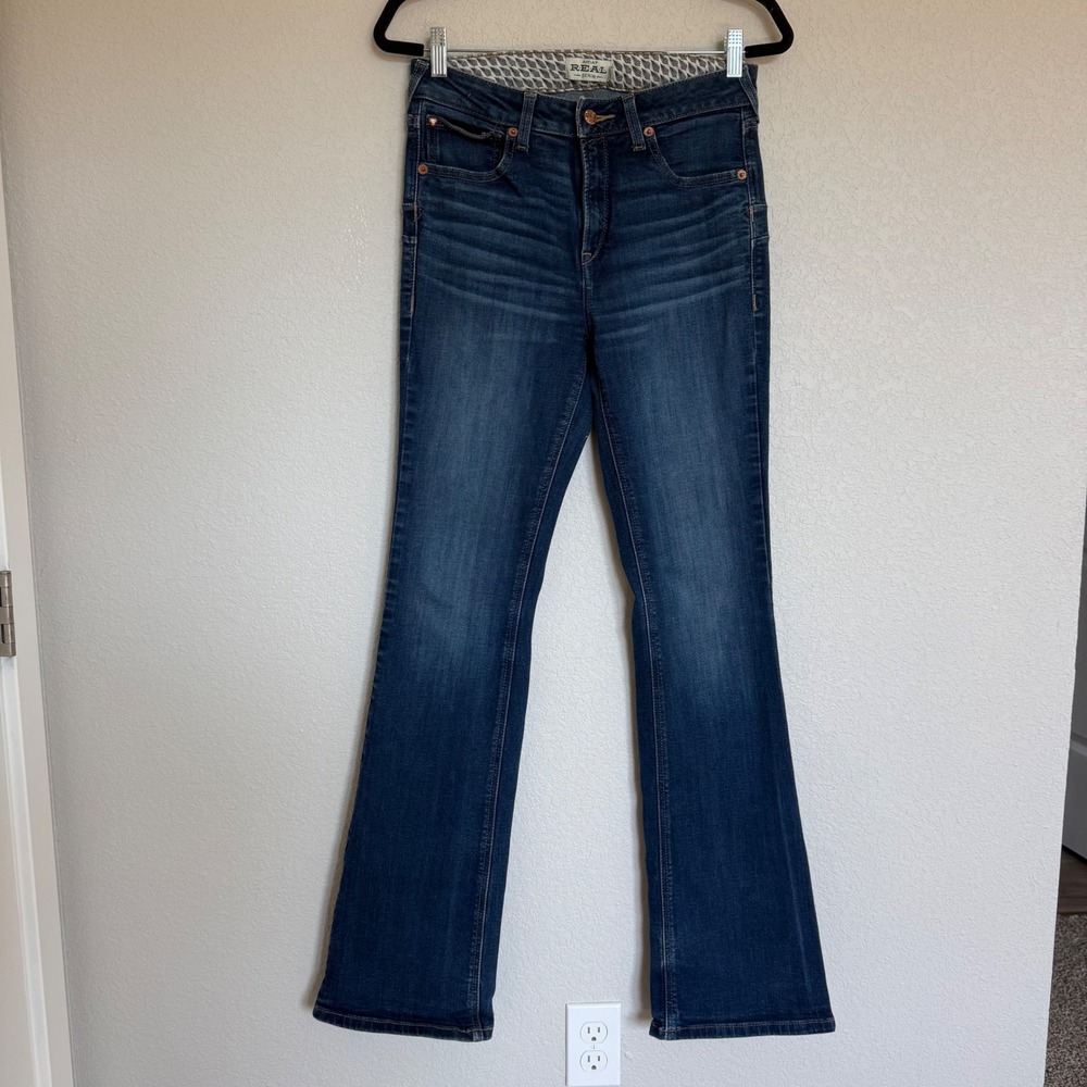 Ariat REAL Denim Womens High Rise Bootcut Jeans Dark Wash 29L Long Western Work